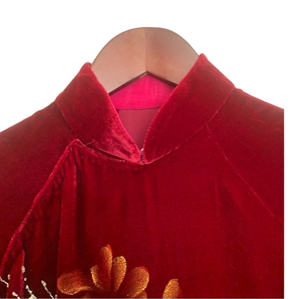 1990’s Velveteen cheongsam cocktail over dress - Picture 5 of 16
